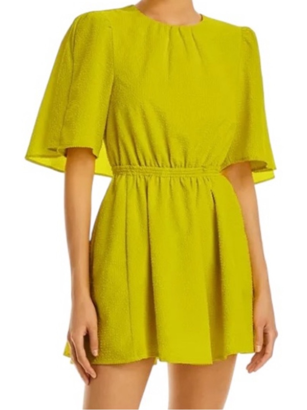 Essentiel Antwerp Dottie Citrine Yellow Textured Capelet Mini Dress Size 36 US 4